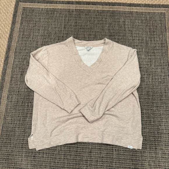 Orvis Oatmeal Colored V-Neck Sweatshirt - Picture 1 of 5